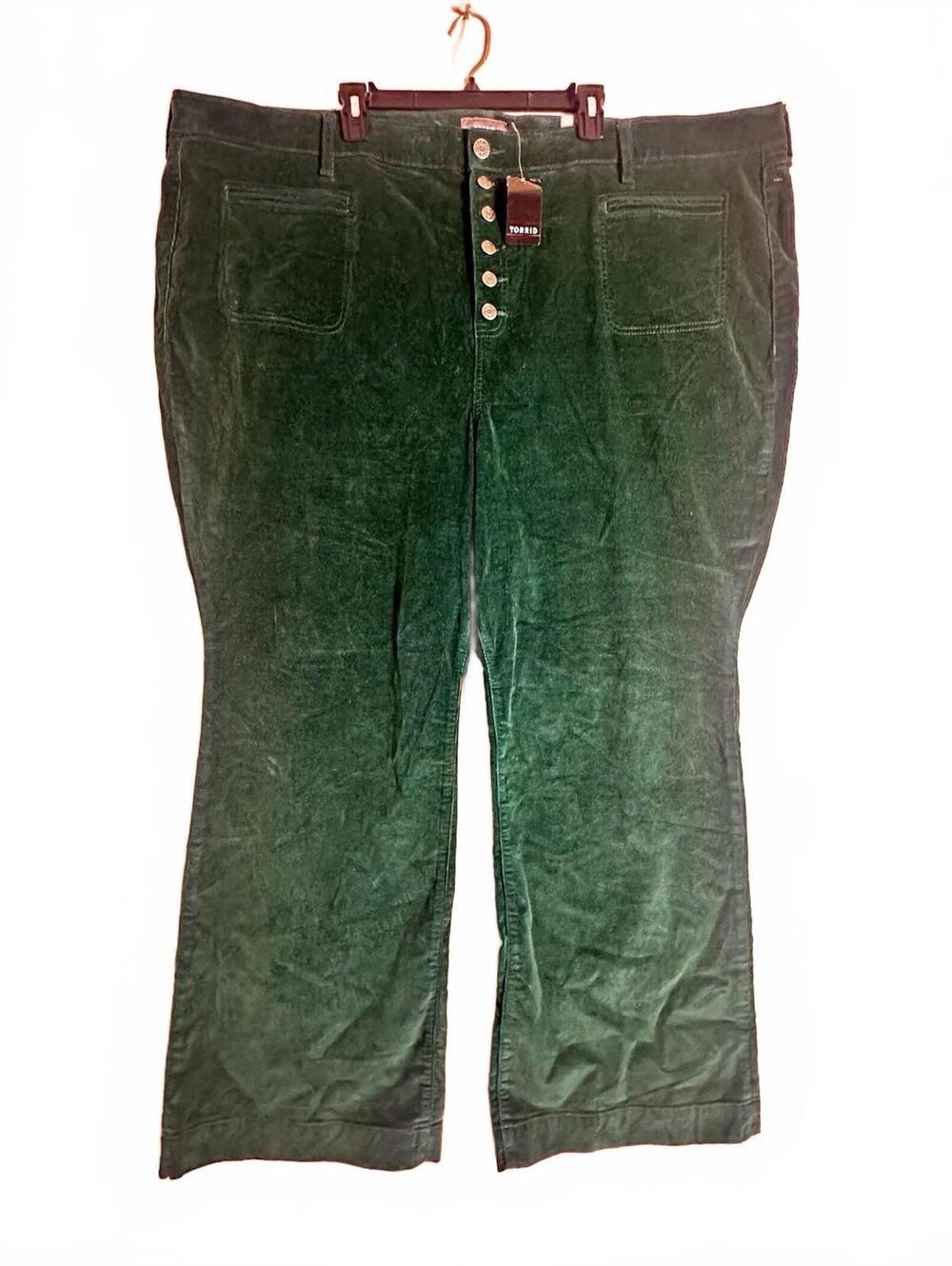 Torrid Bootcut High Rise Corduroy Pants emerald Green cottage core 30R (6x) nwt